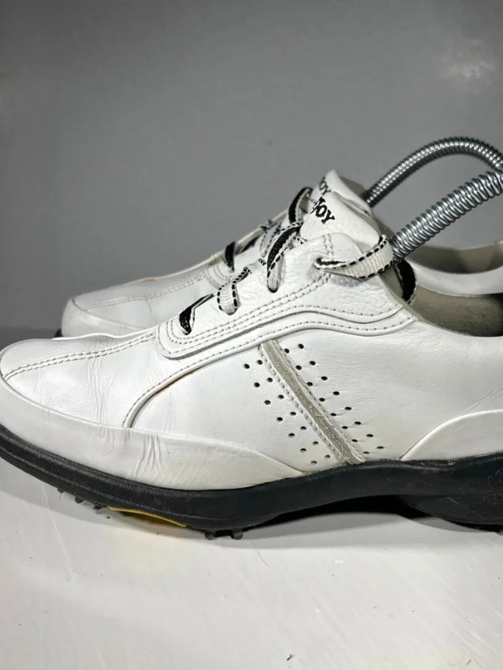 Footjoy eComfort Womens Leather Golf Shoes Size 6 M White Soft Spike Sneakers